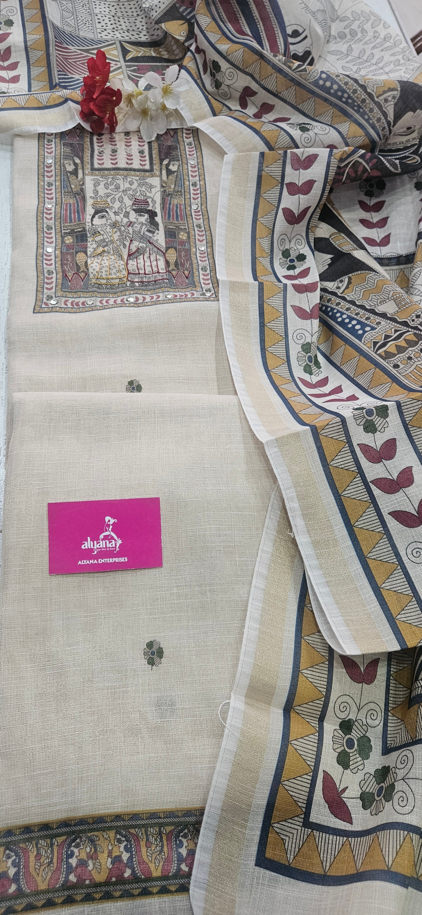 Linen Khadi Shimmer Unstitched Suit 1