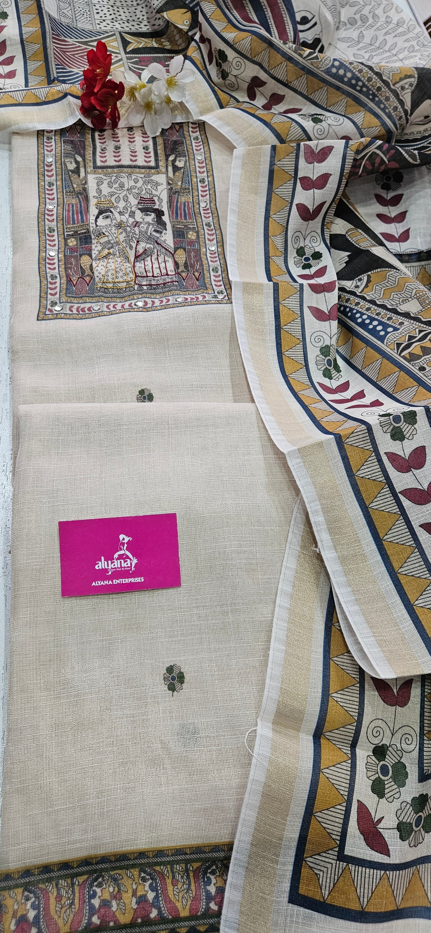 Linen Khadi Shimmer Unstitched Suit 1