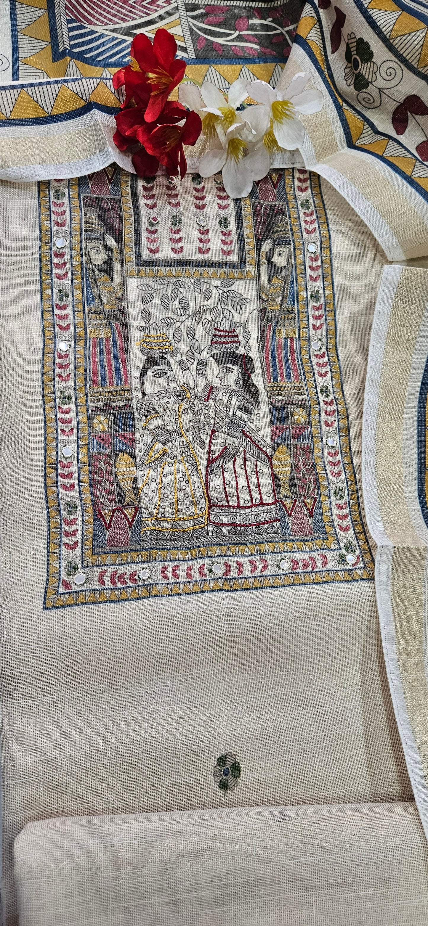 Linen Khadi Shimmer Unstitched Suit 1