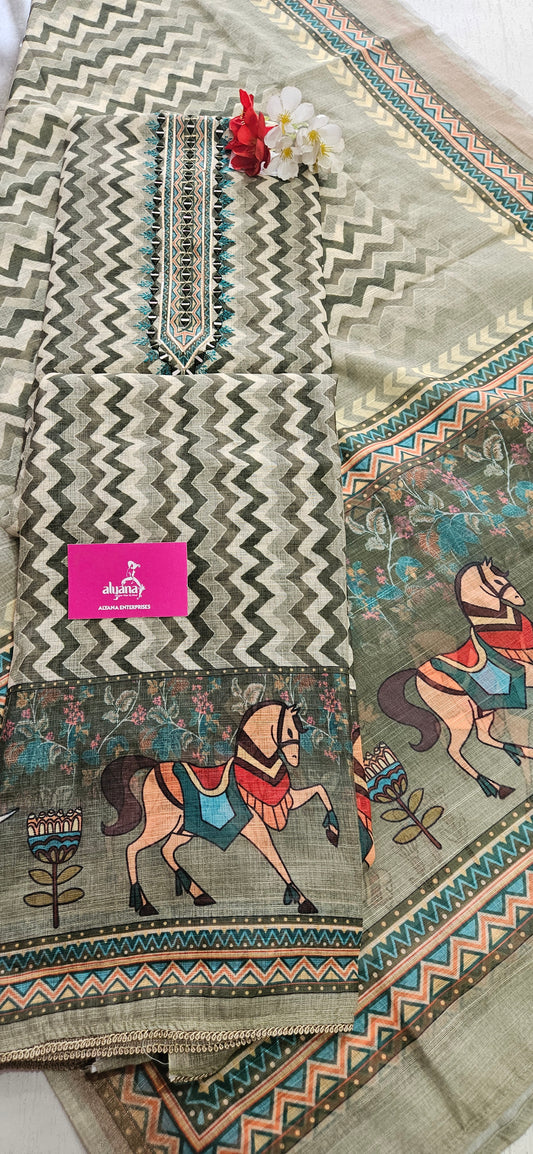 KT 1273 Linen Digital Printed Unstitched Suit