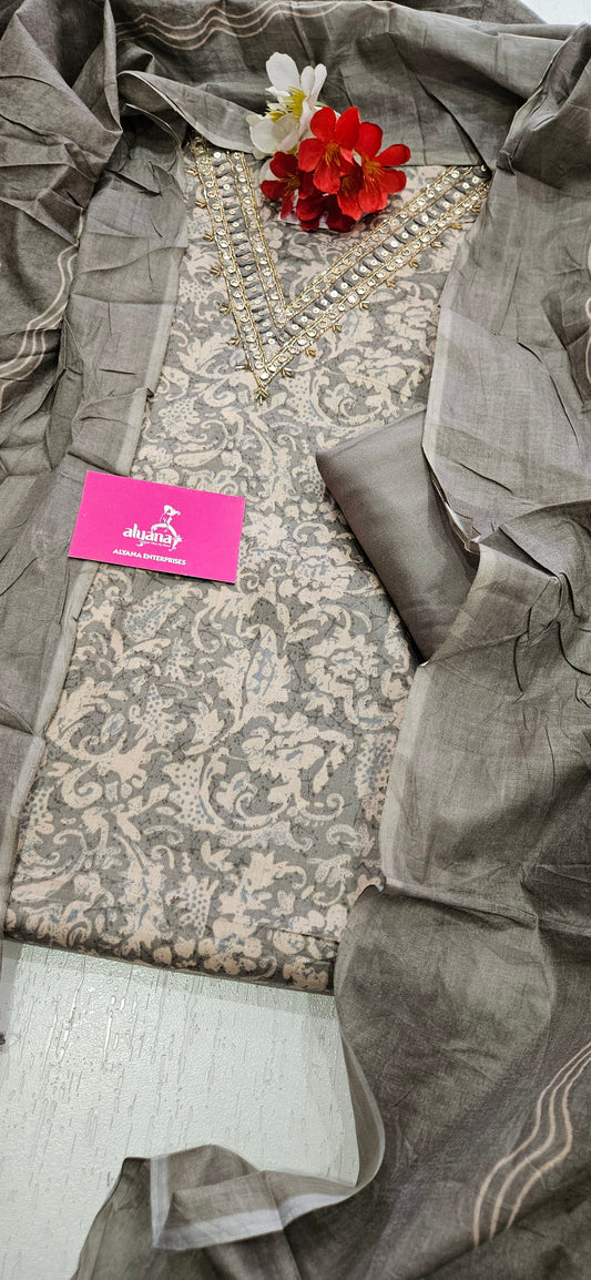 Taanish Winzo Glace Cotton Unstitched Suit 1