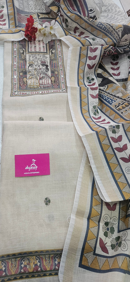 Linen Khadi Shimmer Unstitched Suit 1