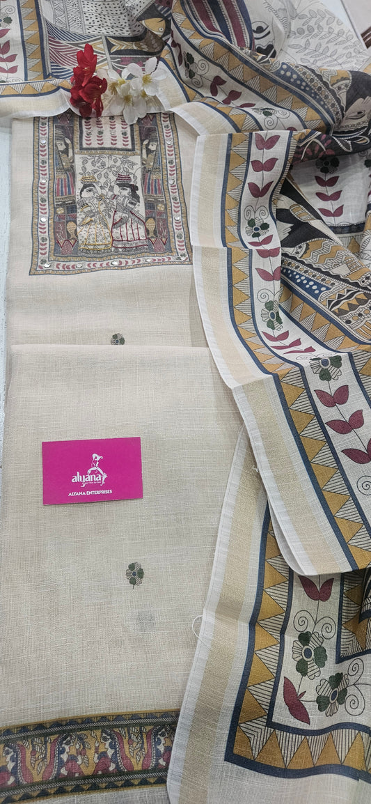 Linen Khadi Shimmer Unstitched Suit 1