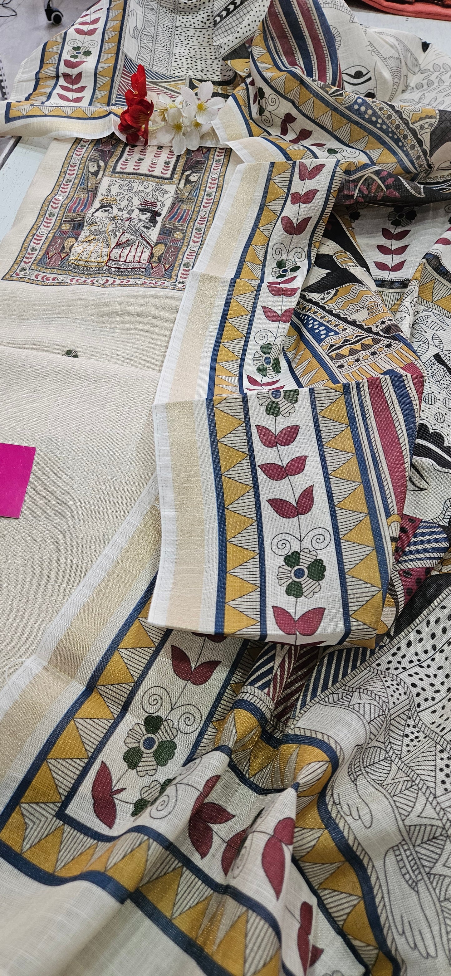 Linen Khadi Shimmer Unstitched Suit 1
