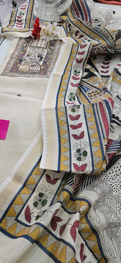 Linen Khadi Shimmer Unstitched Suit 1